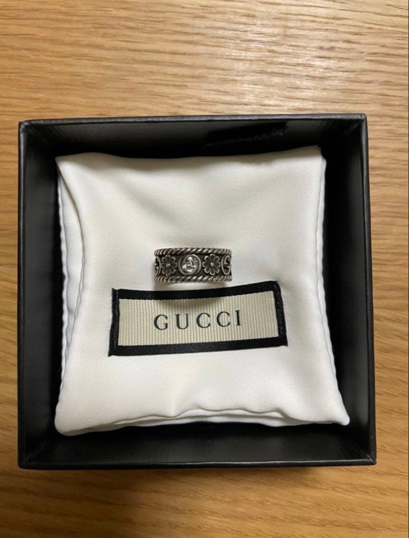 GUCCI グッチ インターロッキング リング フラワー シルバー 14号