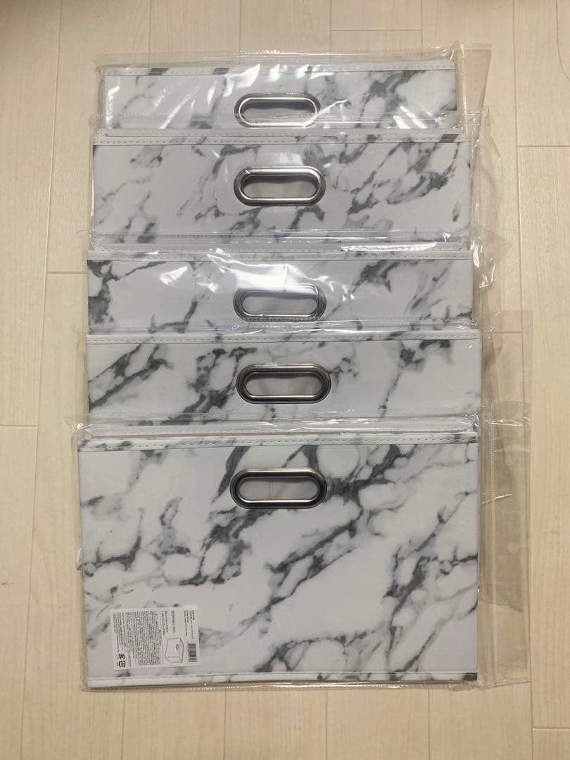 THREEPPY 大理石柄 折り畳み収納カラーボックス　5個セット