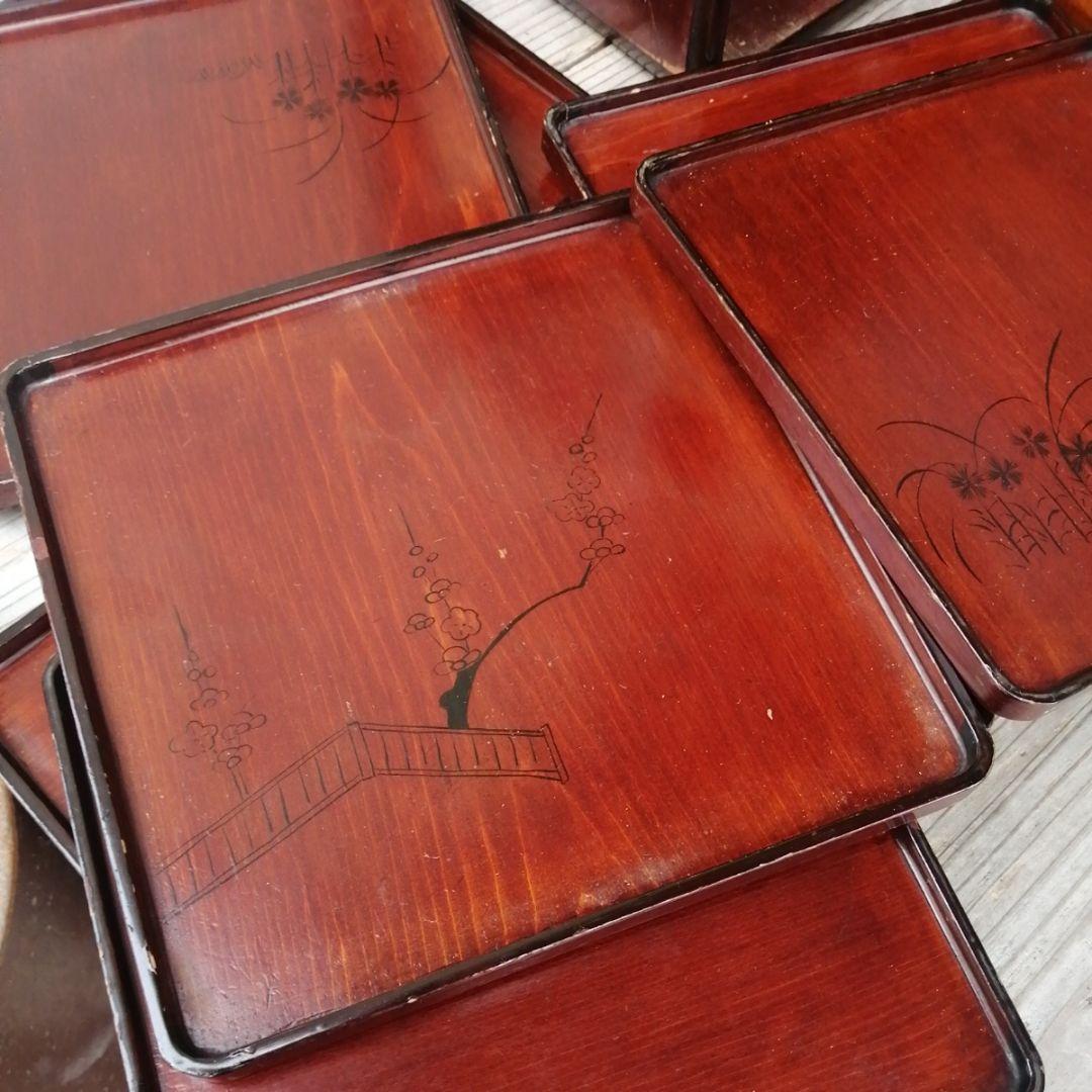 骨董　弁当箱　大名弁当　野点　木製　漆器　共木箱入　アンティーク　小物入