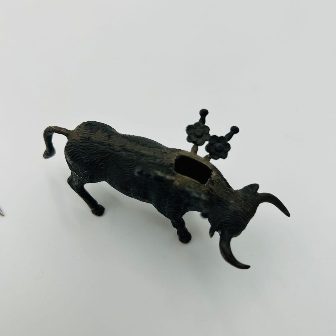 【STERLING925 銀　牛　ピックスタンド】 オブジェ 金属工芸86.0g