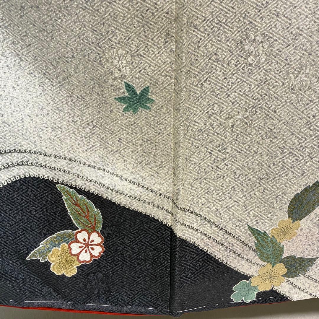 D57 訪問着 桜 流水 正絹 着物 袷 しつけ糸付き未使用極美品