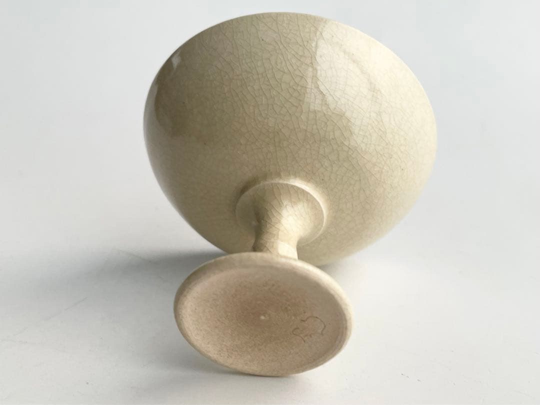 陶芸家　川瀬忍　白磁　脚杯　馬上杯　高脚杯　共箱