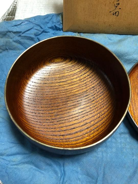 やんぽ　(菓子入れ)    古物　銀ふち 相当良い