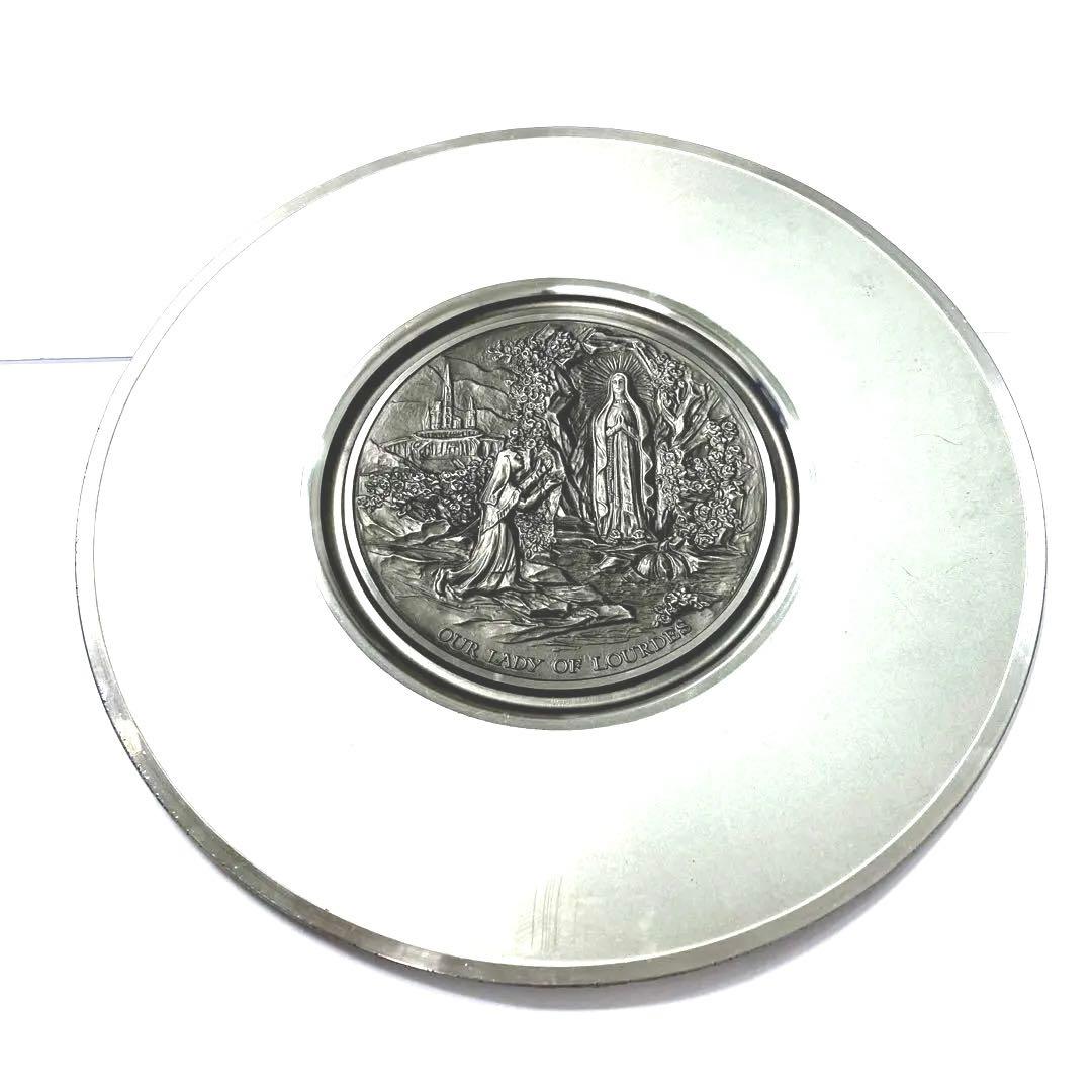 ルルドの聖母像 ピューター製プレート◇