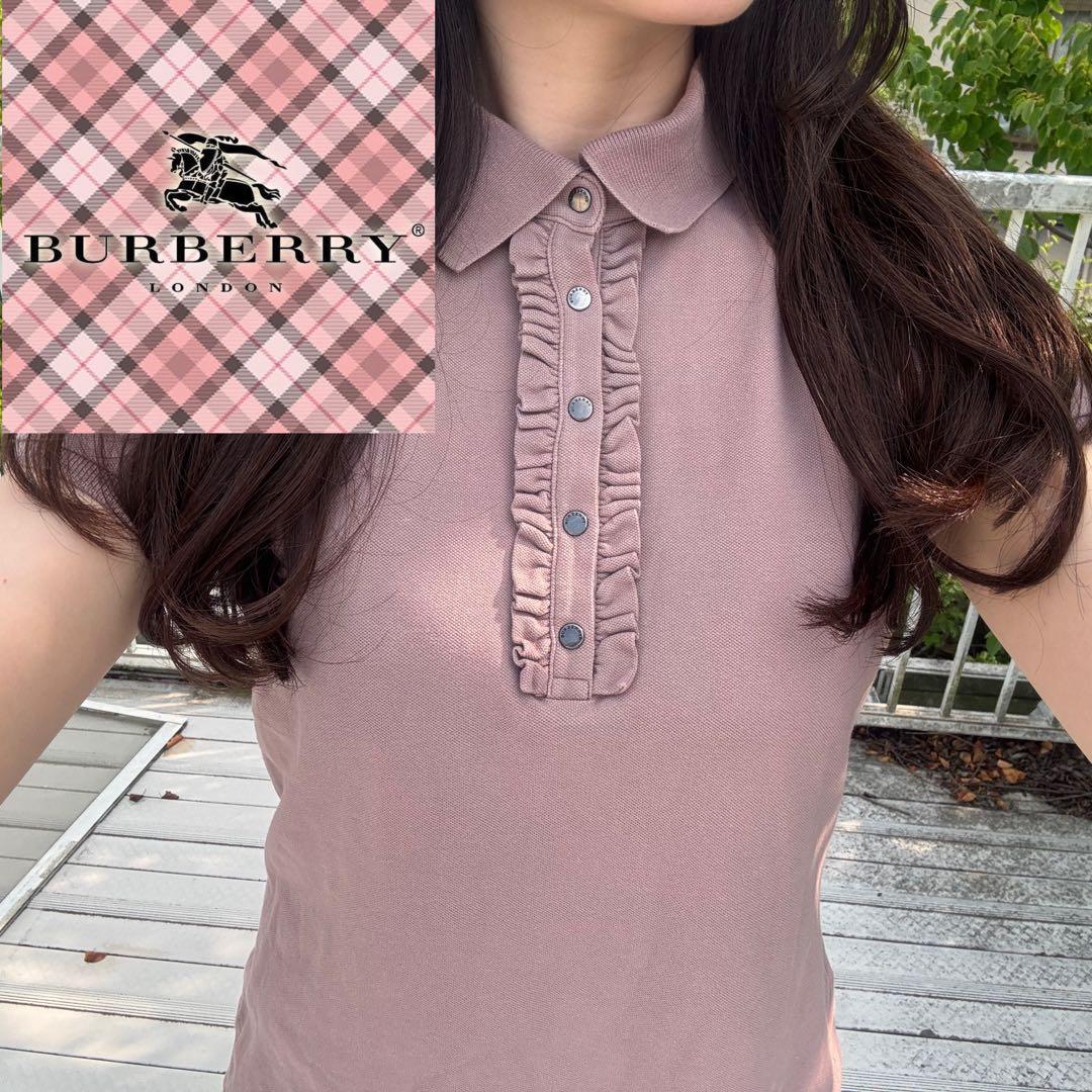 BURBERRYフリル付きポロシャツ Mサイズ ローズカラー♡