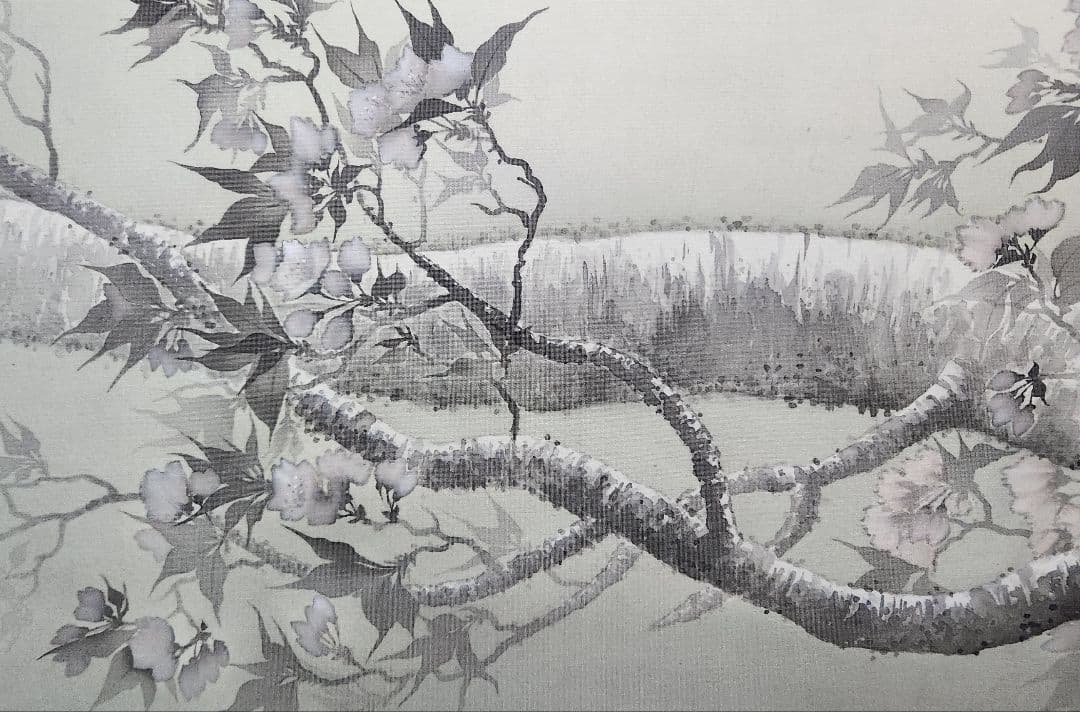 【夜桜図】智 2613 花見 月 共箱　掛け軸　肉筆