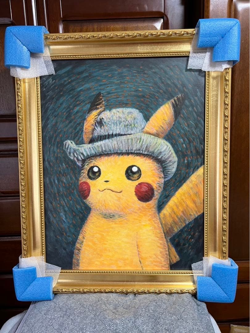 ゴッホピカチュウキャンバスアート金枠　Mサイズ　65cm✖️50cm