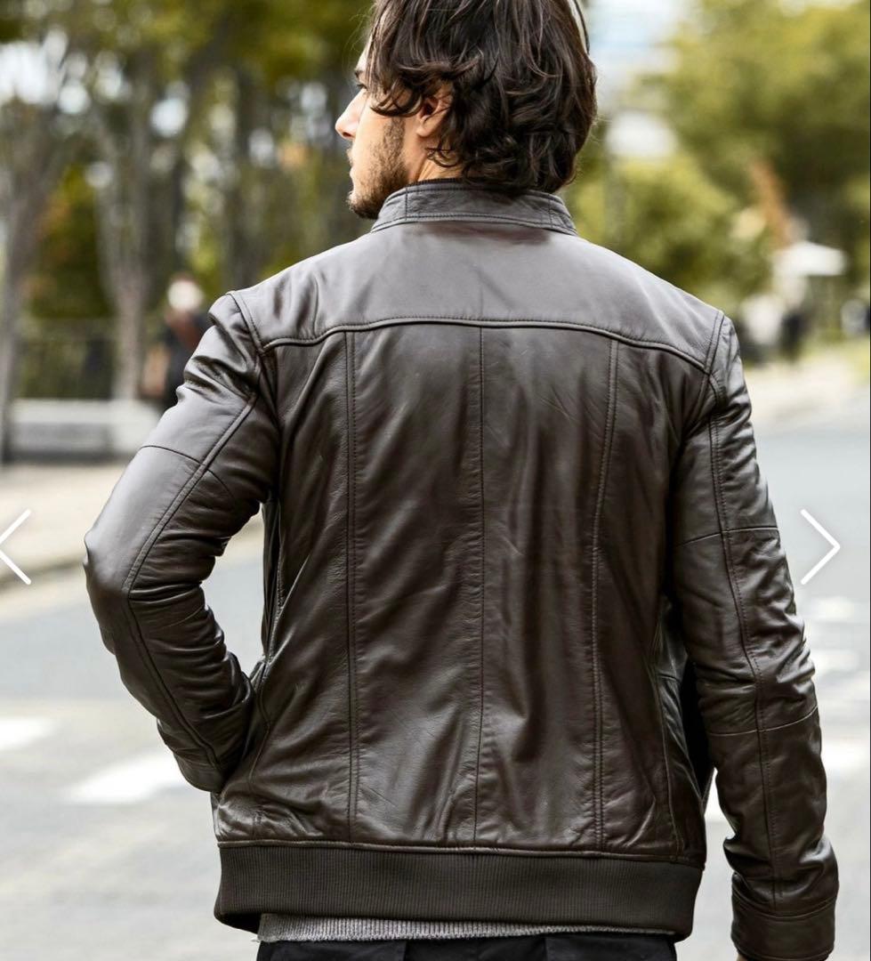 AKM Contemporaryレザーブルゾン ライダースジャケット ブラウン