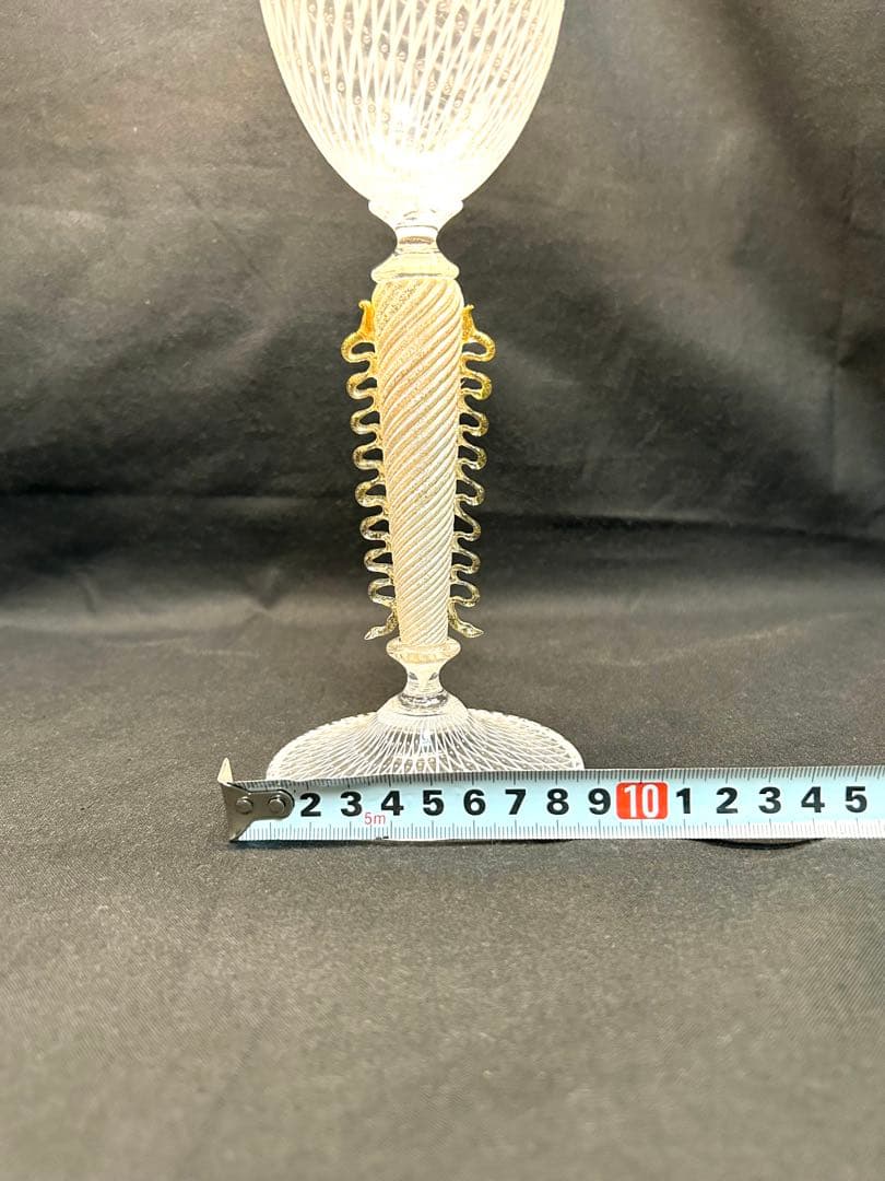 ベネチアングラス Seguso製ホワイトレース柄　ヴィンテージ品　未使用品