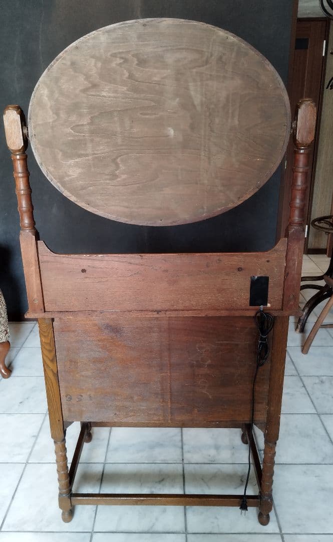 【発送11月末〜アンティーク 木製ドレッサー ミラー/コンセント付き/引出し2段