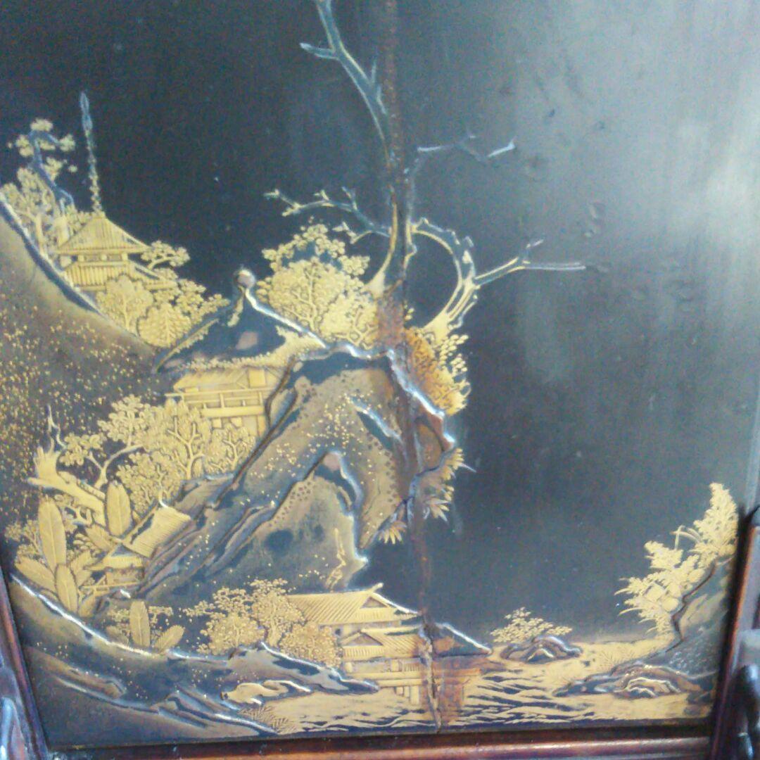 江戸時代蒔絵硯屏紫檀