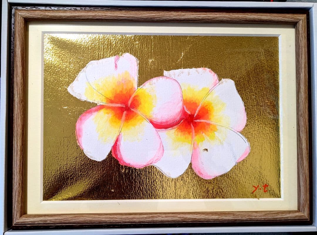 超美品！値下げ交渉あり。プルメリア　アクリル画　水彩画　　絵画