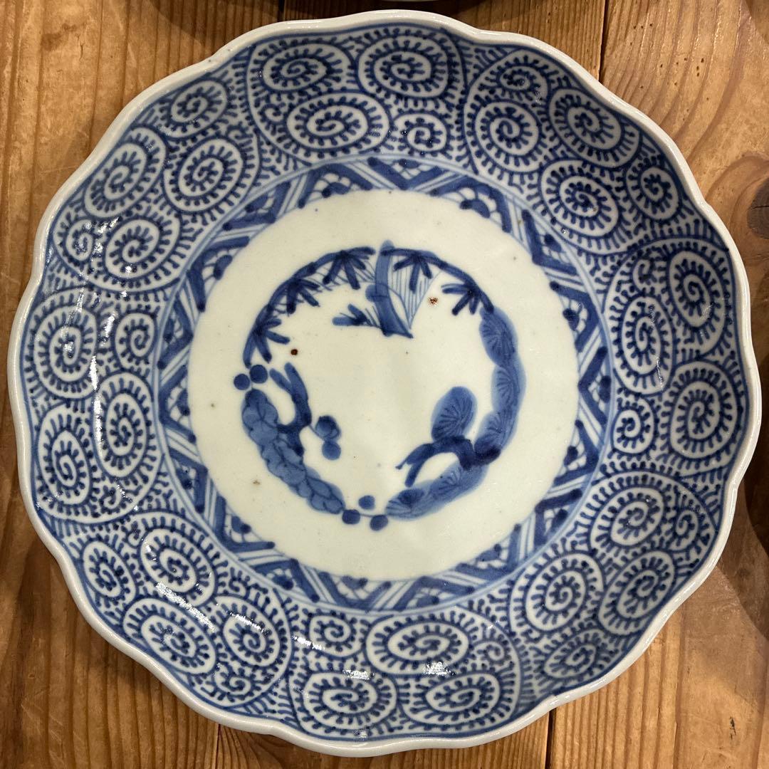 古伊万里　蛸唐草 平皿　4枚　21cm 成化年製