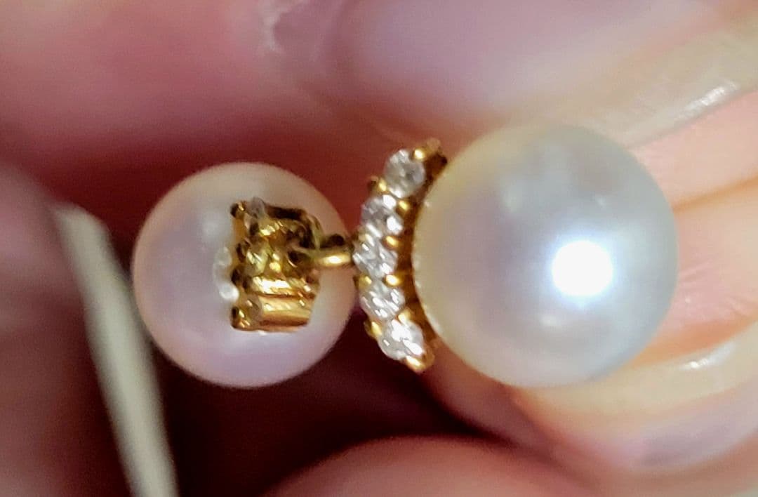 森さま専用　K18 パールピアス 両耳 キャッチ含む 18金 本真珠 小ぶり