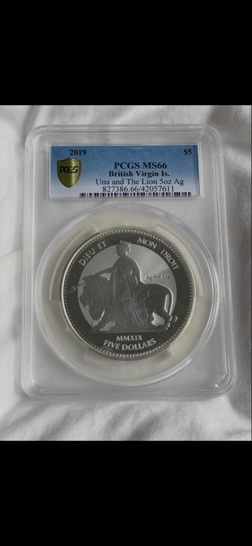 2019年 エリザベス女王 ウナとライオン銀貨 5オンスMS66