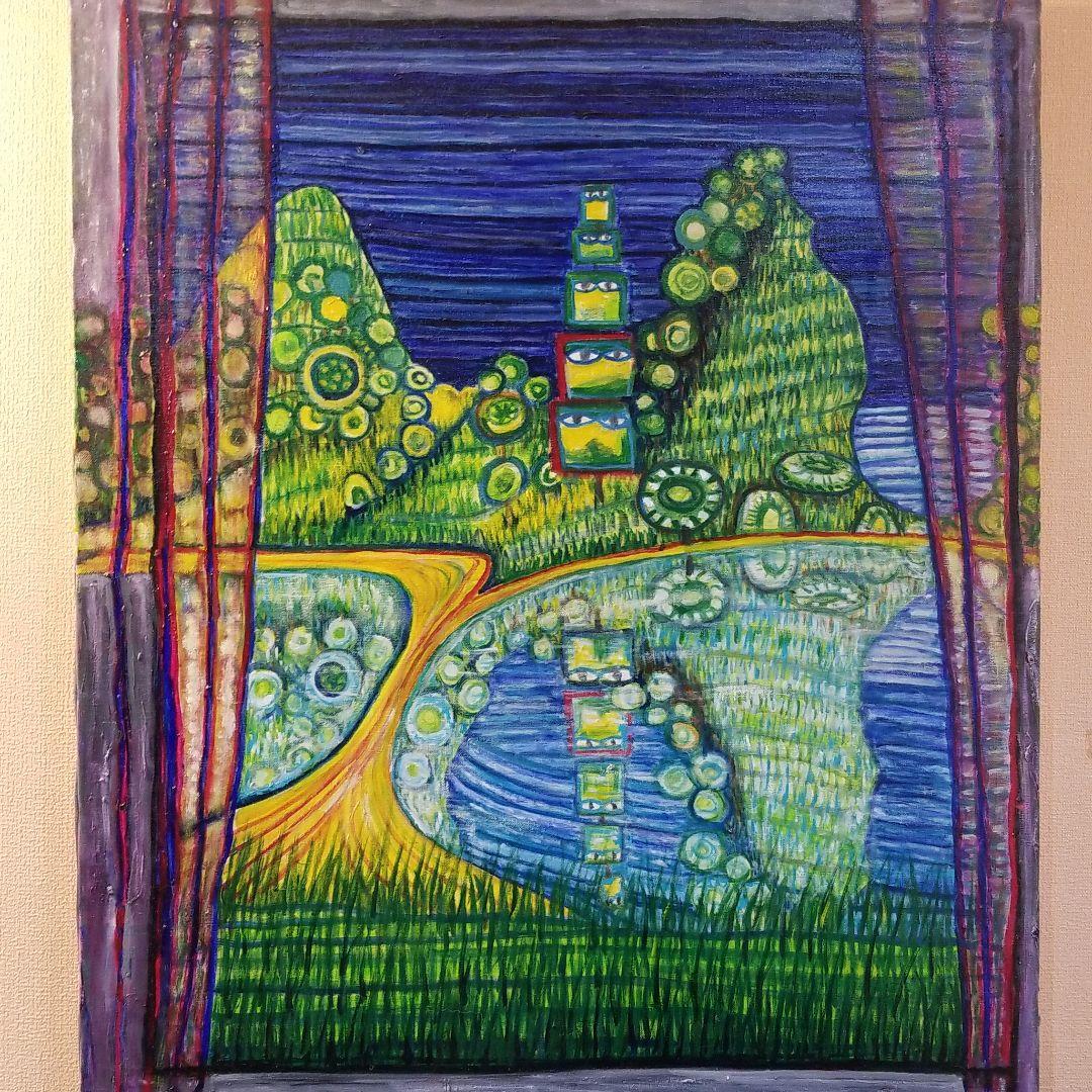 油絵　専用　楽しい現代アート　アンティポード島　F20