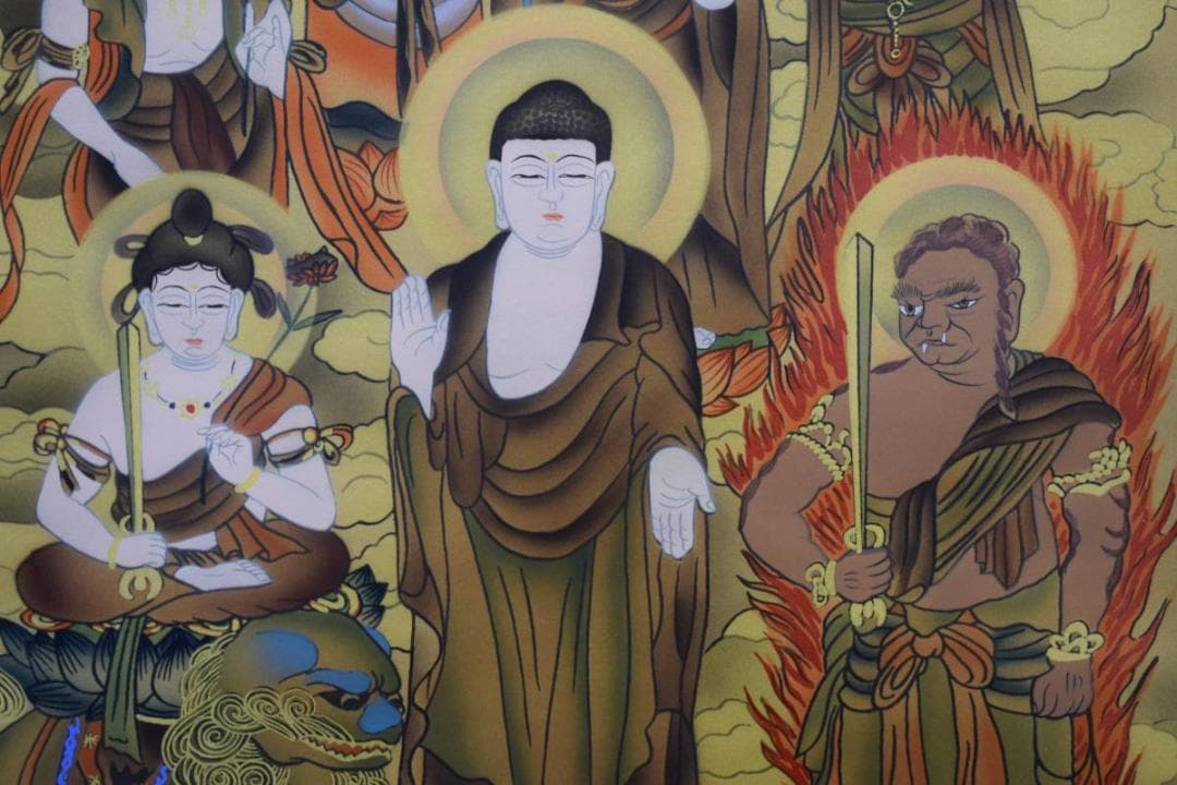 真作/島田葆光/十三佛図/十三仏図/桐共箱付/布袋屋掛軸HE-387