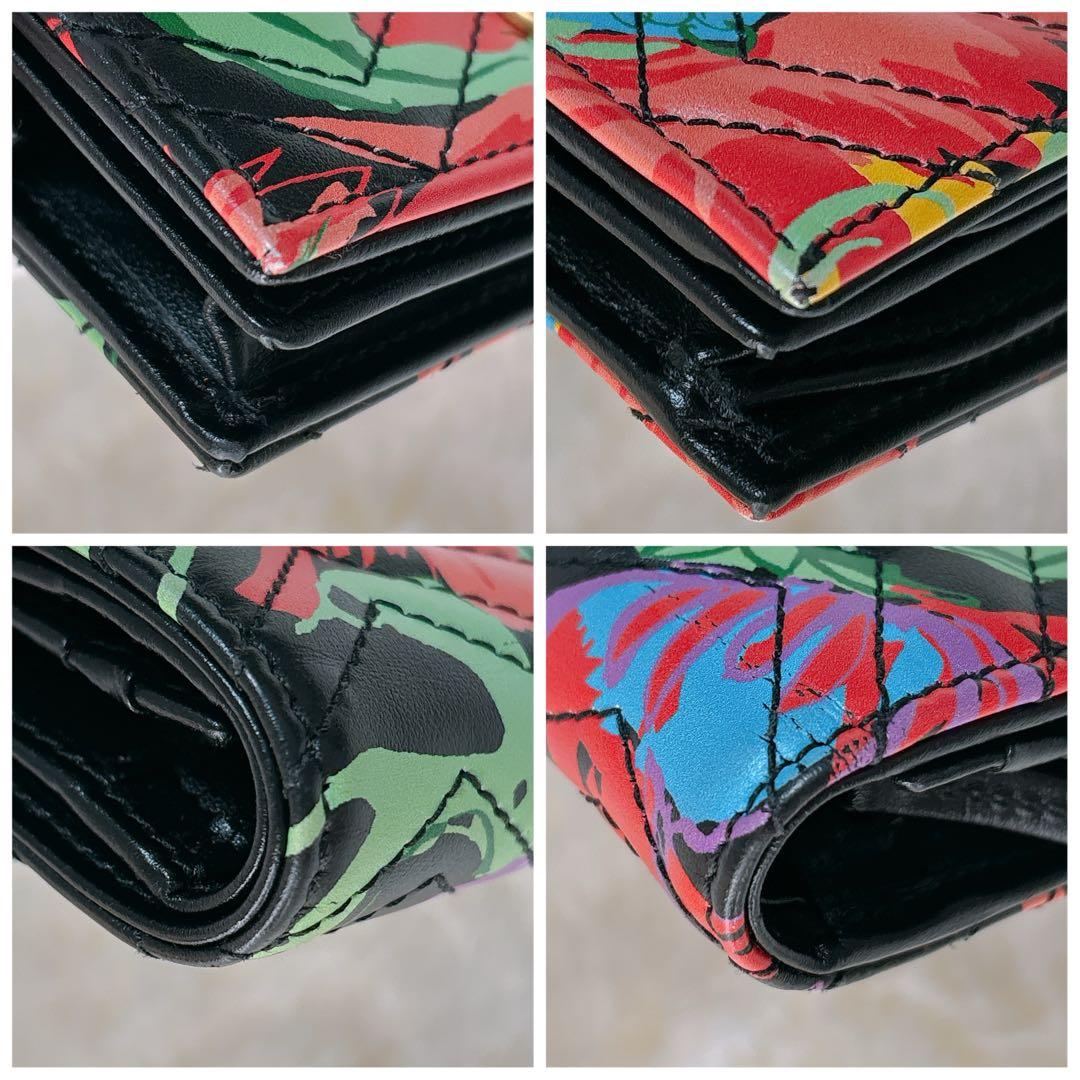 美品✨グッチ ケンスコット GGマーモント 二つ折り財布 キルティング 花柄