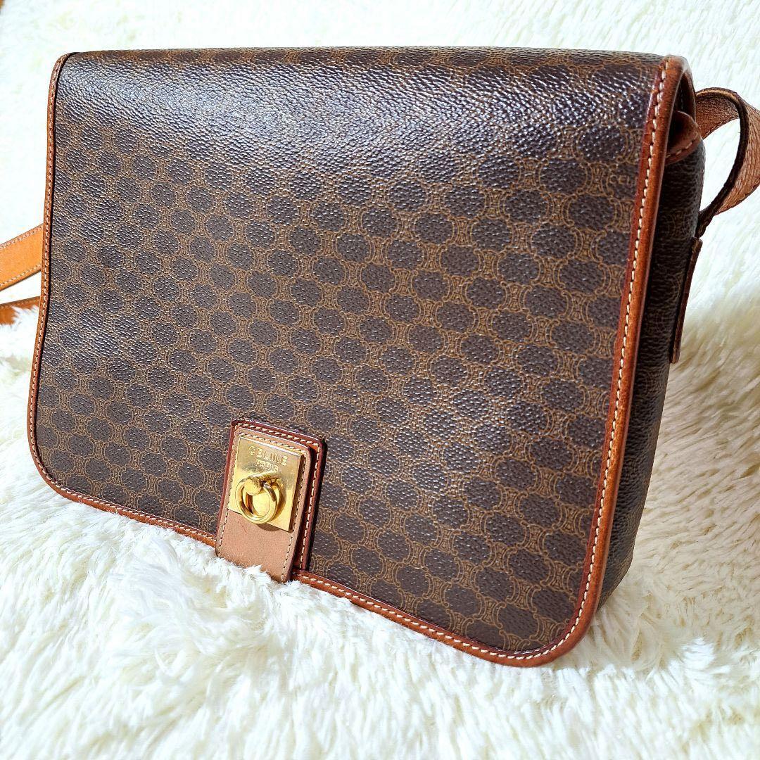 セリーヌ CELINE バッグ ガンチーニ金具 マカダム柄 フラップ PVC