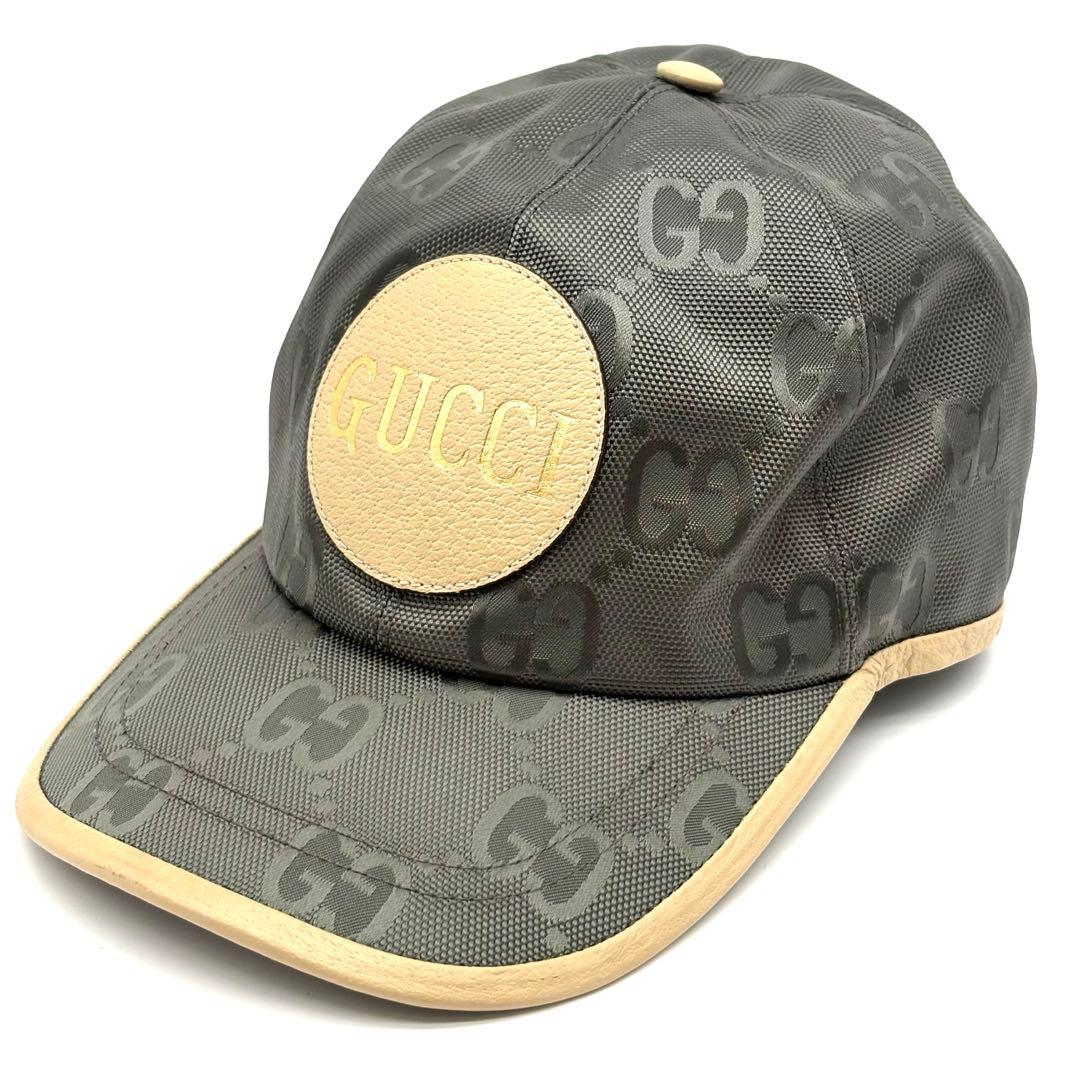 【未使用品級】グッチ GGナイロン レザー　Off The Grid キャップ