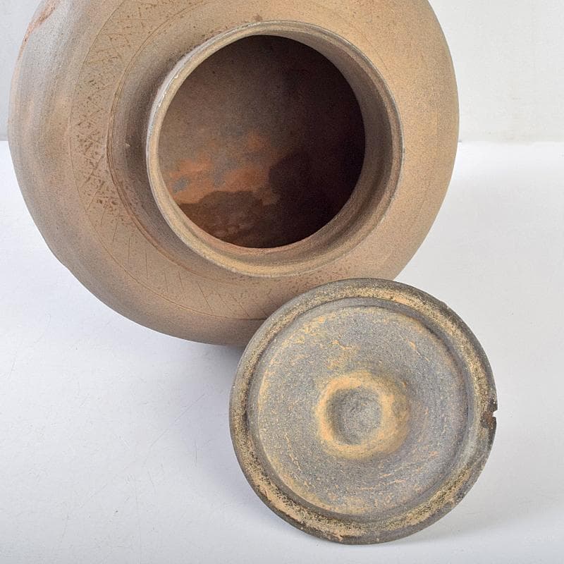 朝鮮美術　須恵器　新羅土器　新羅無細土　壷　時代箱付　M　R9488B