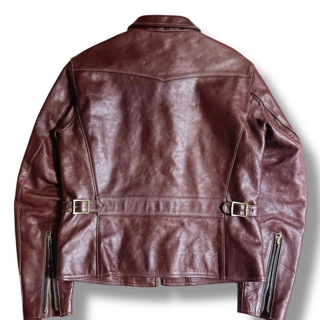 美品 フラットヘッド ホースハイド シングル ライダース レザージャケット 38