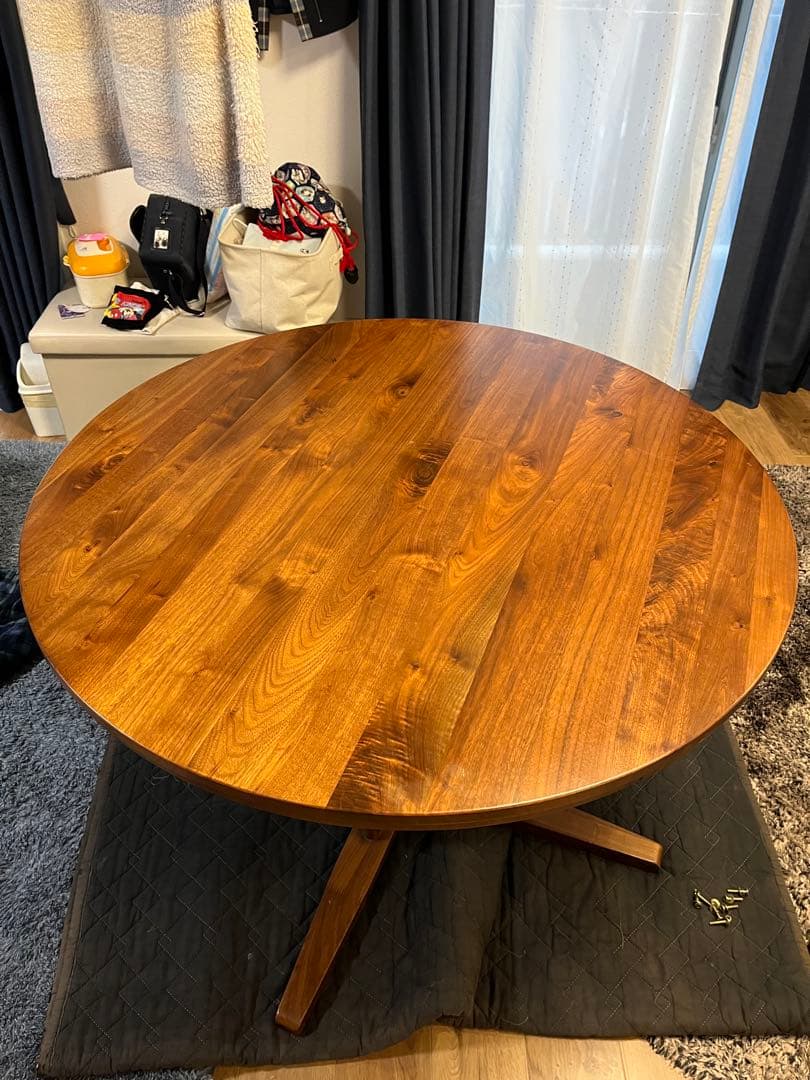 円形木製テーブル ウォールナット 直径100cm