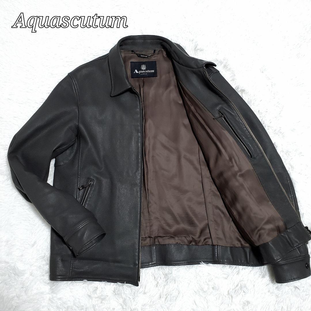美品✨アクアスキュータム　ラムレザー　シングルライダース　グレー　たねちー様