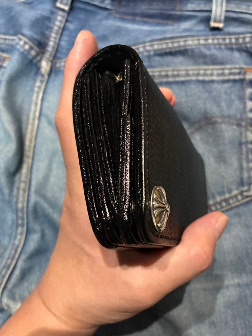 トラッカーウォレット　ミドルサイズ　国産姫路シボ革　シルバー925クロスボール