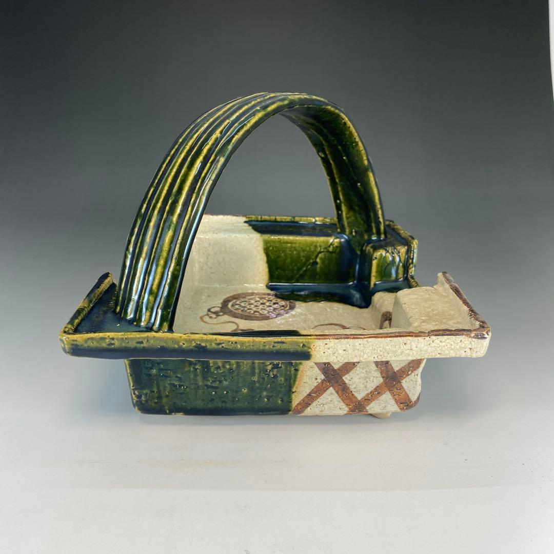 【茶道具】山口錠鐵蔵　織部切落手鉢（共箱）