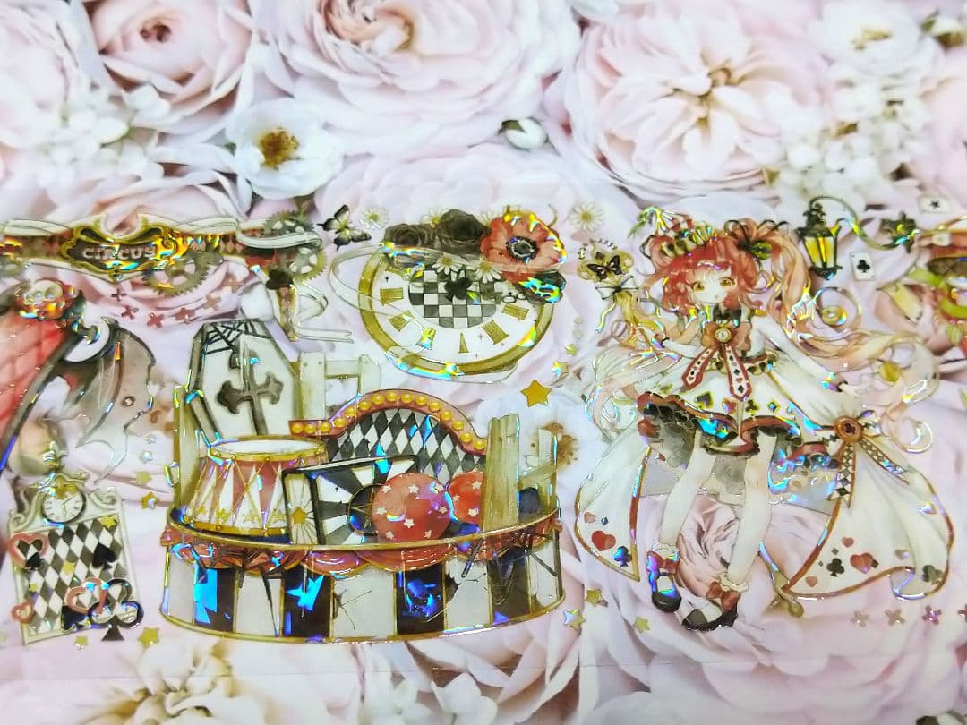 ✩のこり１✩J368＃乐园舞会(贝壳光)shine切り売り海外人物マステ女の子