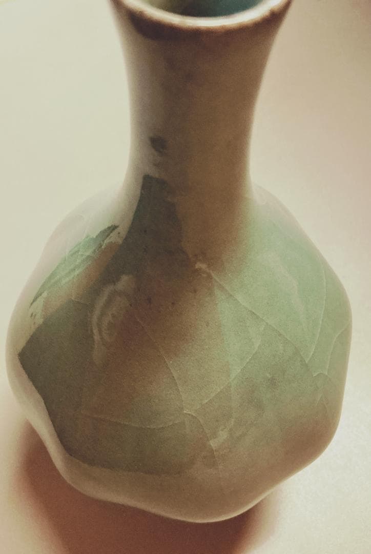 梶原茂正 有田焼 青磁 貫入 花入