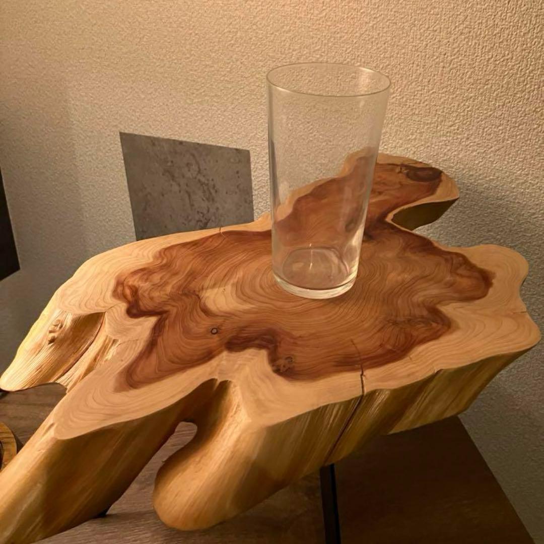 【今日のみ特価】　切り株　木目天板　鉄脚テーブル　サイドテーブル　スツール