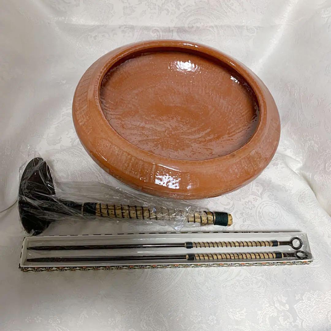 茶道具　半田一双セット　楽入　半田灰器 / 長火箸 底取 一揃