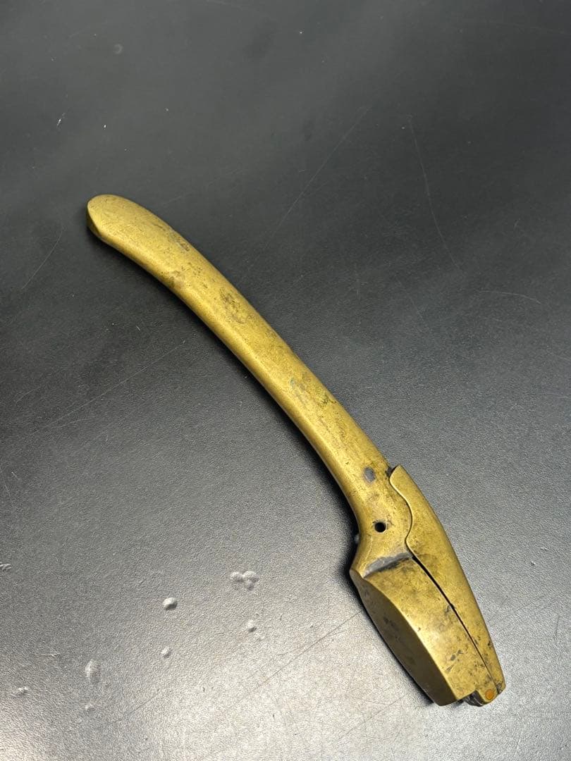 【希少品】陽白草文様一体型矢立 真鍮 アンティーク 矢立 骨董品