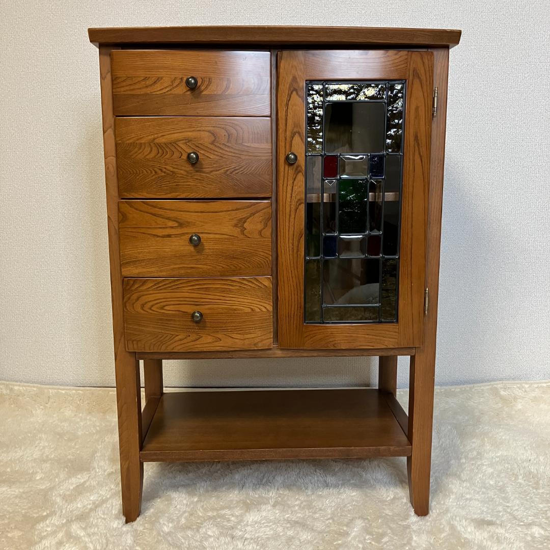 曙工芸　オーロラ3022　キャビネット　サイドボード　ステンドグラス