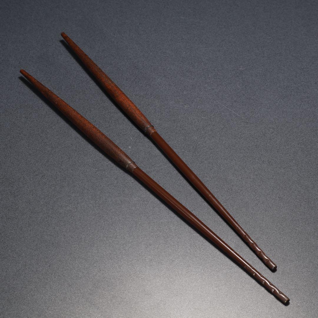 【茶道具】炉用火箸　清五郎　共布・共箱　美品　R1628K2