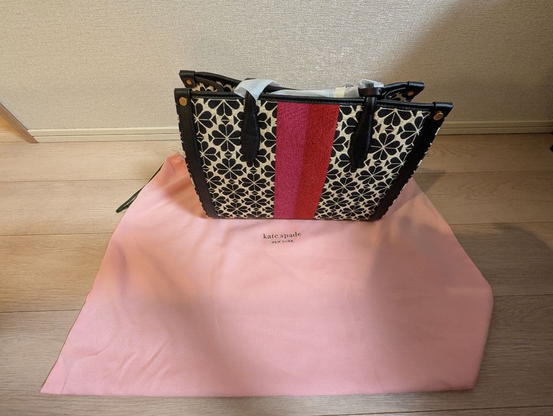 【最終処分、大特価】kate spade 花柄ストライプハンドバッグ
