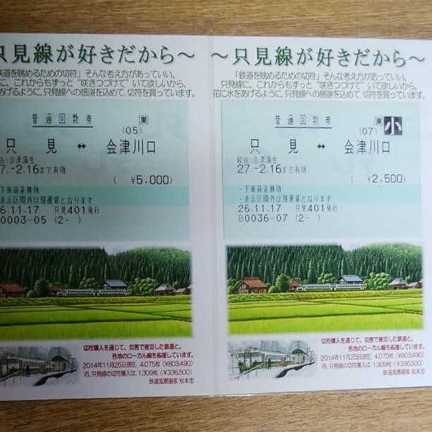 値下げセール　超レア　まぼろしの只見線　只見から川口間　切符