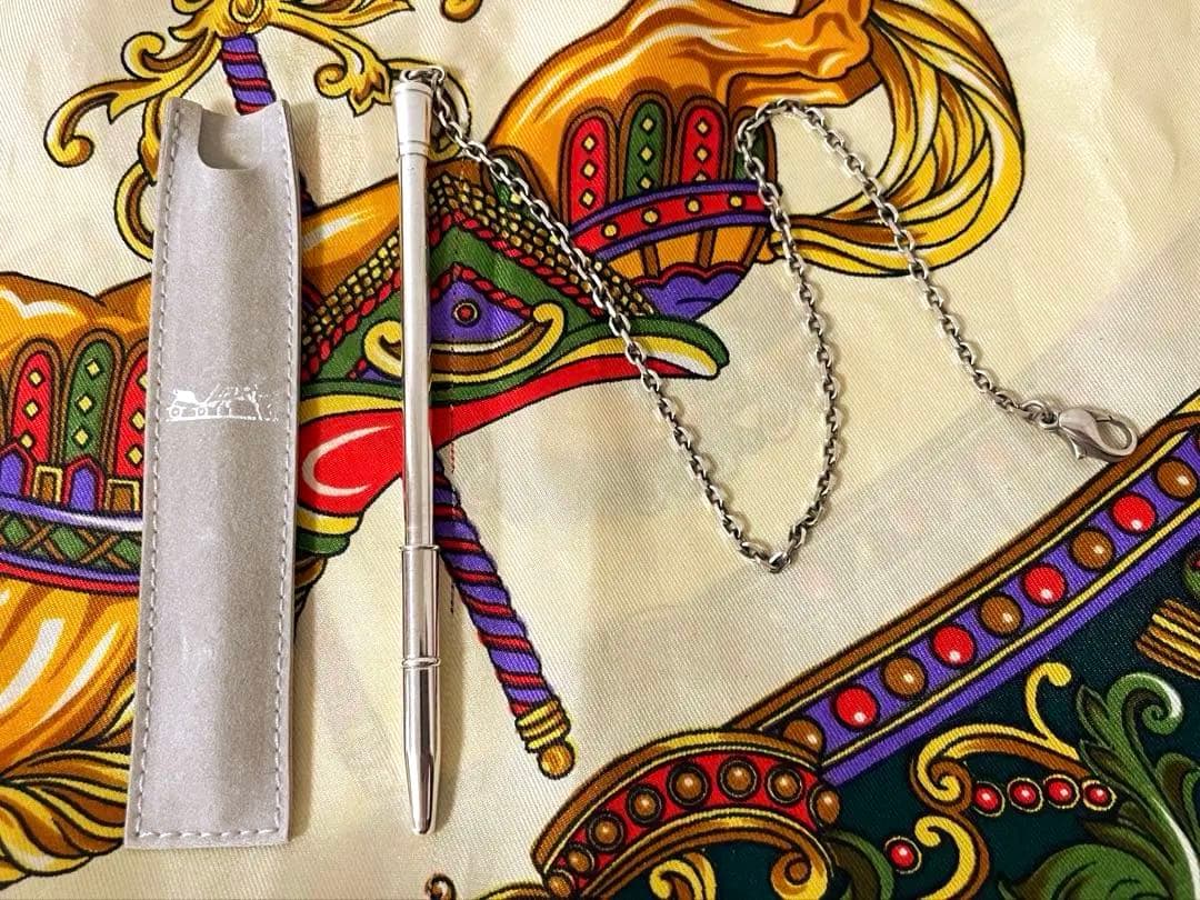 【HERMÈS】エルメス　ボールペン　チェーン付き　シルバー 925 美品　レア