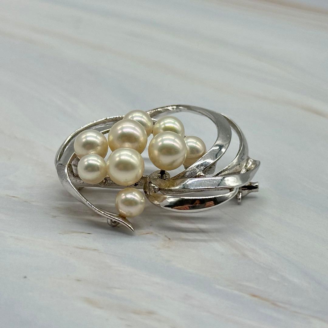TASAKI 田崎真珠 ブローチ 9粒パール シルバー