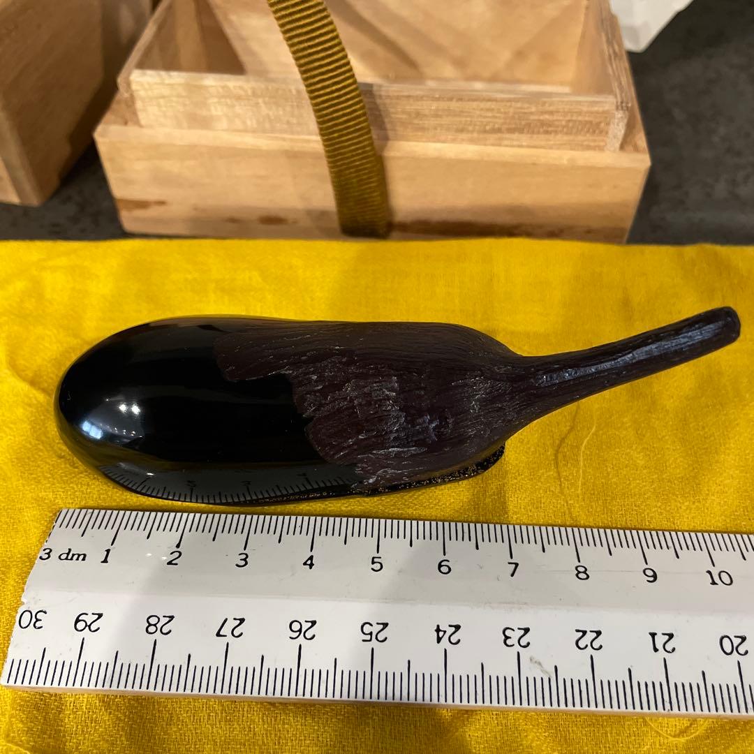 輪島　漆塗りナス型香合 木箱入り　信田福弥作