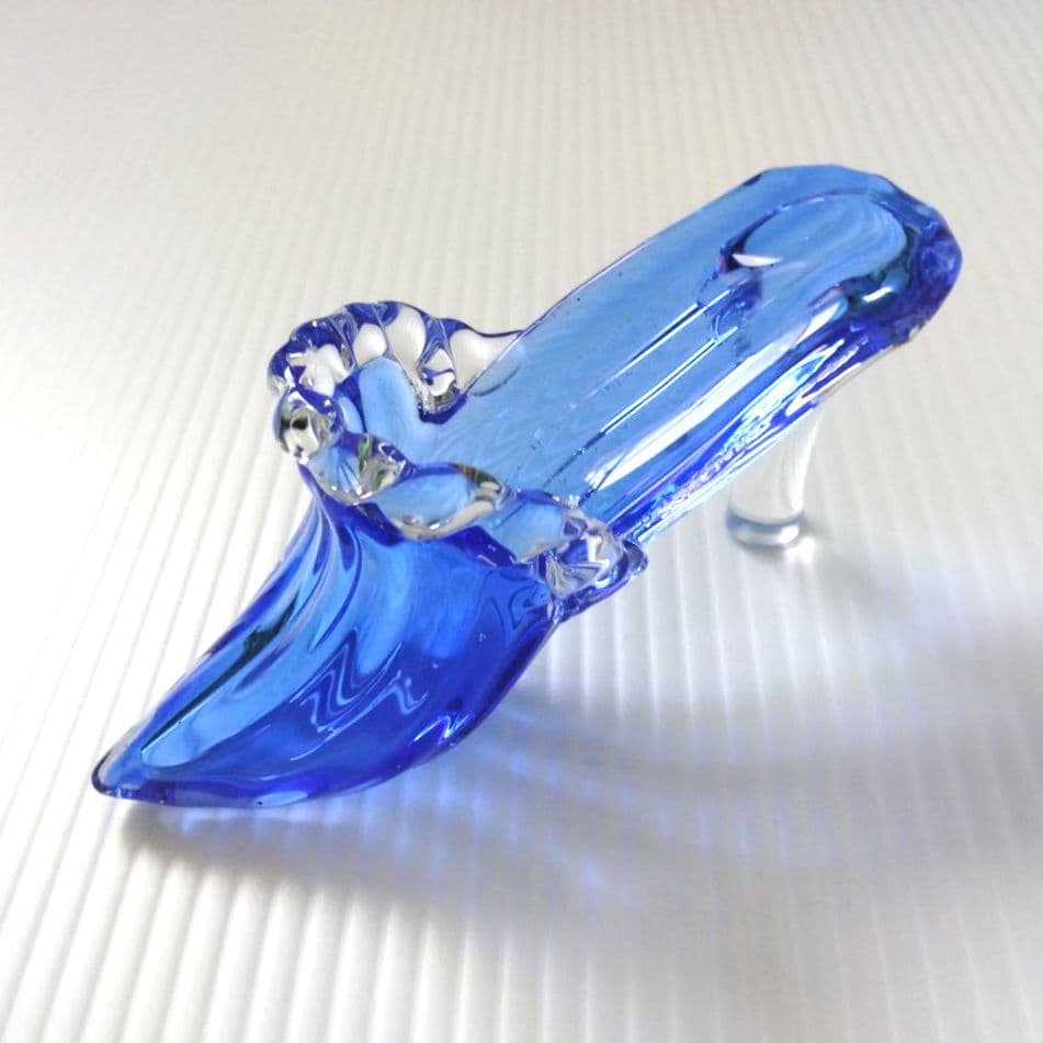 イタリア Murano ムラーノ ガラス オブジェ 置物 靴 ブルー ハイヒール