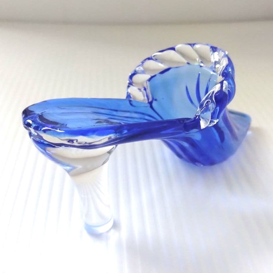 イタリア Murano ムラーノ ガラス オブジェ 置物 靴 ブルー ハイヒール