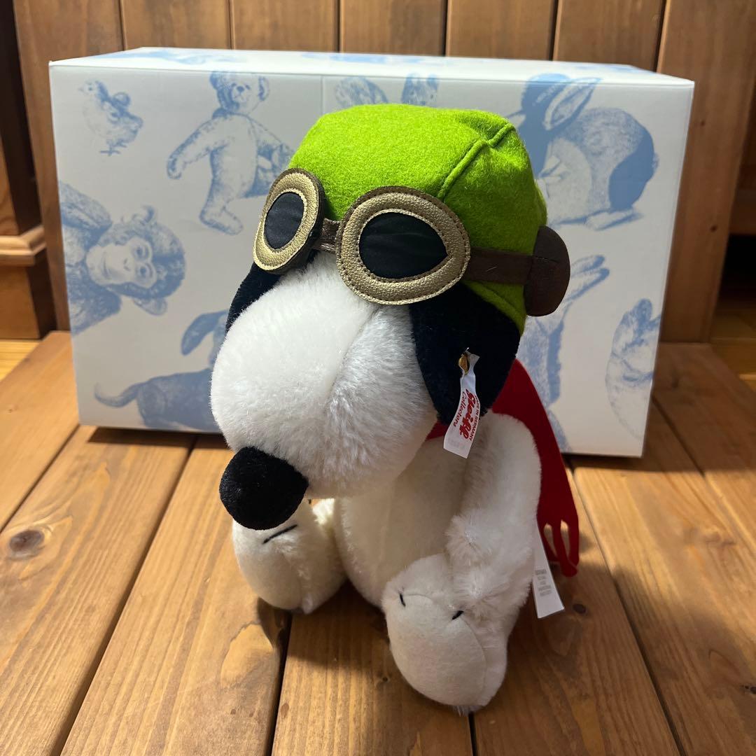 新品未使用　日本限定　シュタイフ　スヌーピー　フライングエース　証明書付き