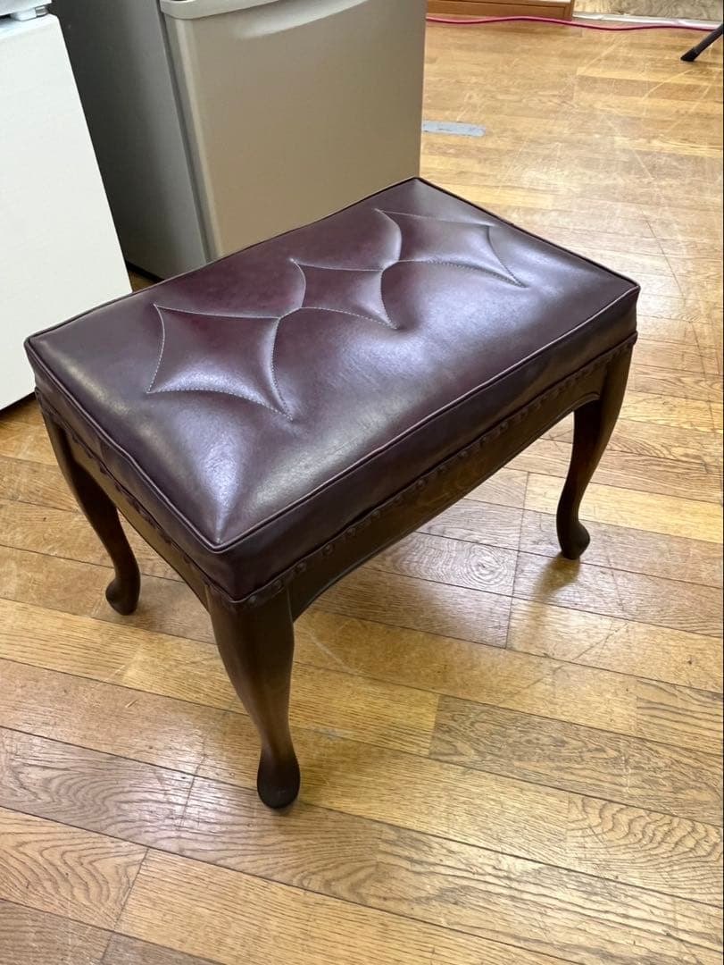 高級家具 スツール チェア 猫脚 木製 革張 イタリア アンティーク レトロ