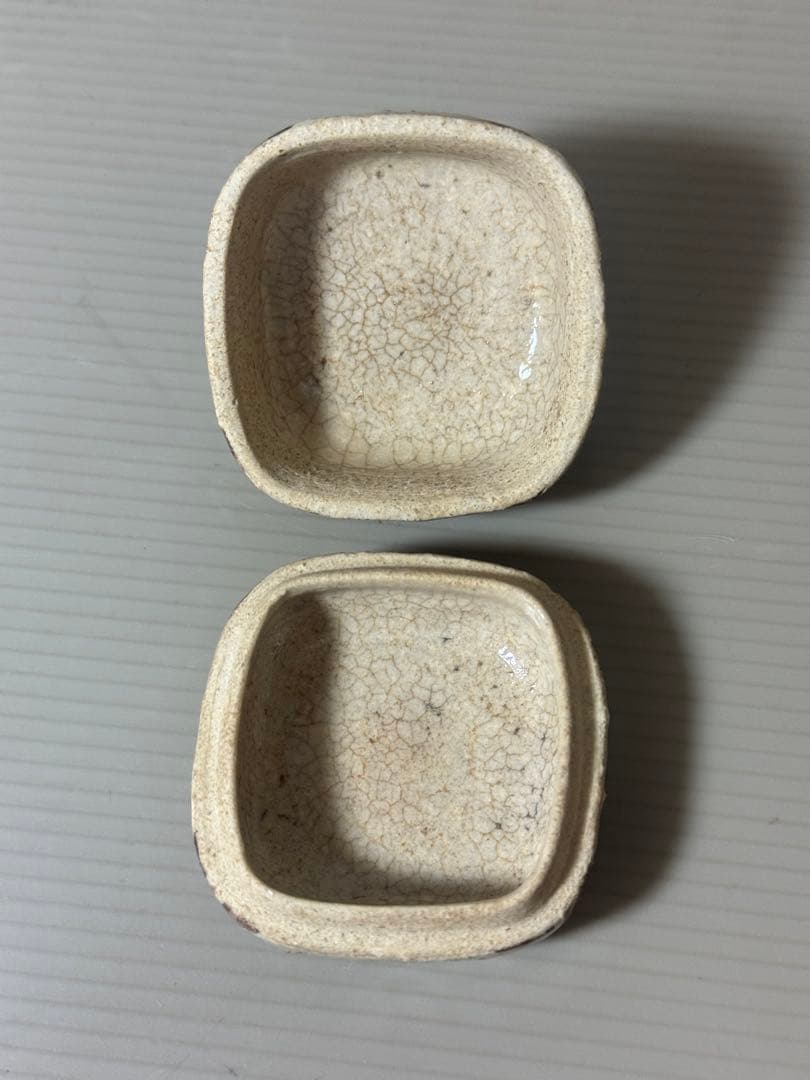 2149 茶道具 松本鉄山 織部 ハジキ香合 共箱