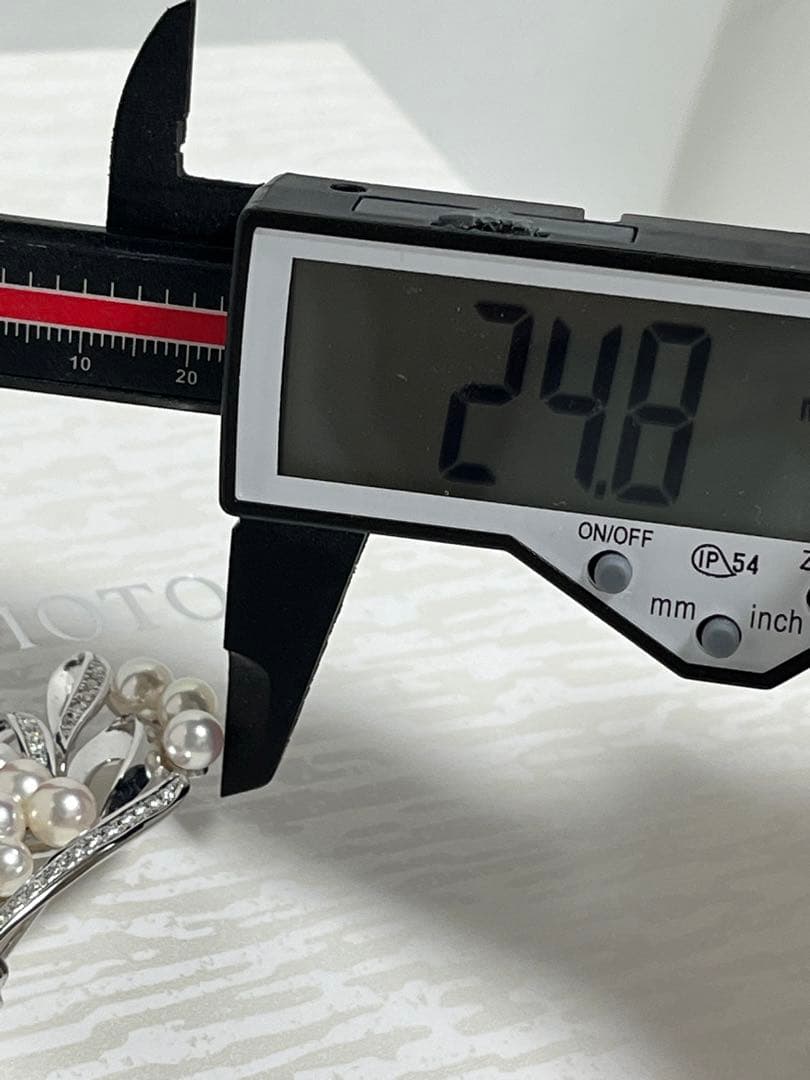 ミキモト　WGK18 パール×ダイヤ　ブローチ　美品