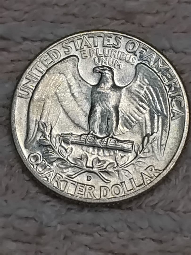 アメリカ クォーターダラー 1964年D 銀貨 エラー 手変わり バラエティー