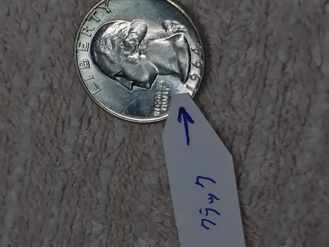 アメリカ クォーターダラー 1964年D 銀貨 エラー 手変わり バラエティー